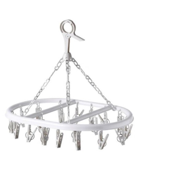 2 oval sock drying racks with 20 hooks, clips, and hangers | Sock laundry